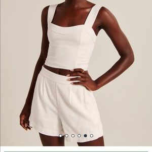 Cropped Linen-Blend Corset Top and Short
